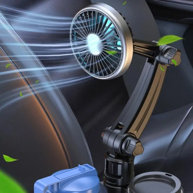 Q84A USB Auto Fan with Adjust Speed Flexible Neck Car Cup Holder Support 12/24V