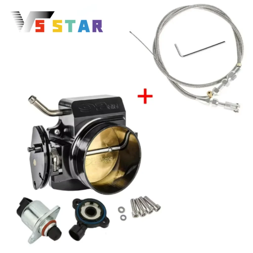 

Durable 92MM LS Throttle Body with Position Sensors TPS IAC & Throttle Gas Cable Kits For 1999-2007 Chevrolet LS1 4.8L 5.3L 6.0L