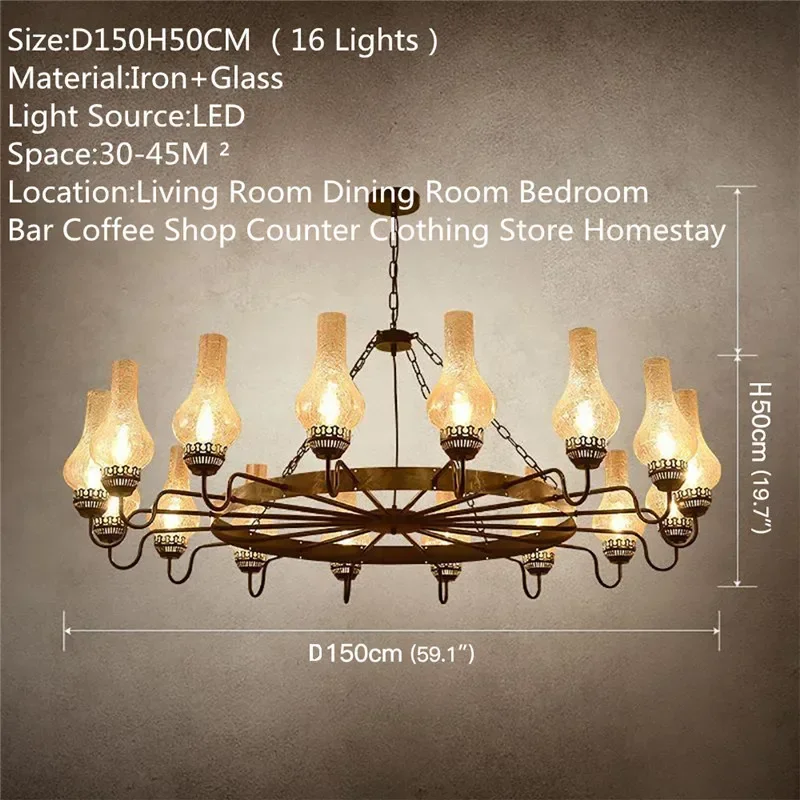 american Retro Pendent Lamp Industrial Wind Living Room Restaurant Homestay Loft Clothing Store Cafe Bar Box Chandelier