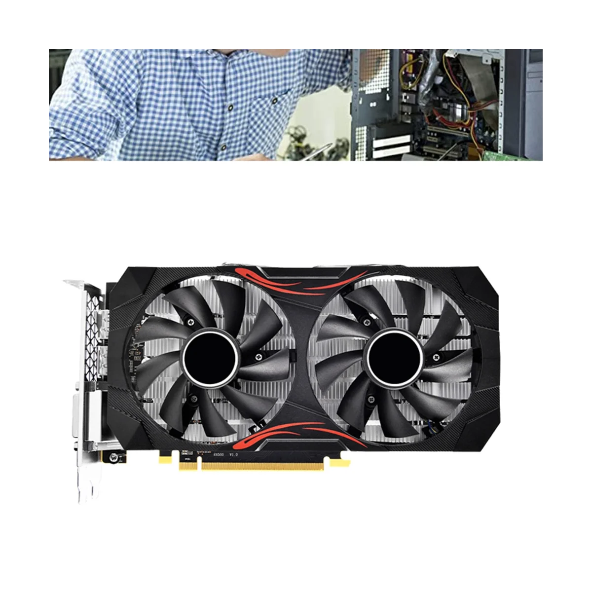 

RX580 8GB DDR5 256BIT 2048SP 1284M/8100MHz PCIE3.0 16X 3XDP 1XHD 1XDVI 8Pin Dual Fan for AMD Mining Game Graphics