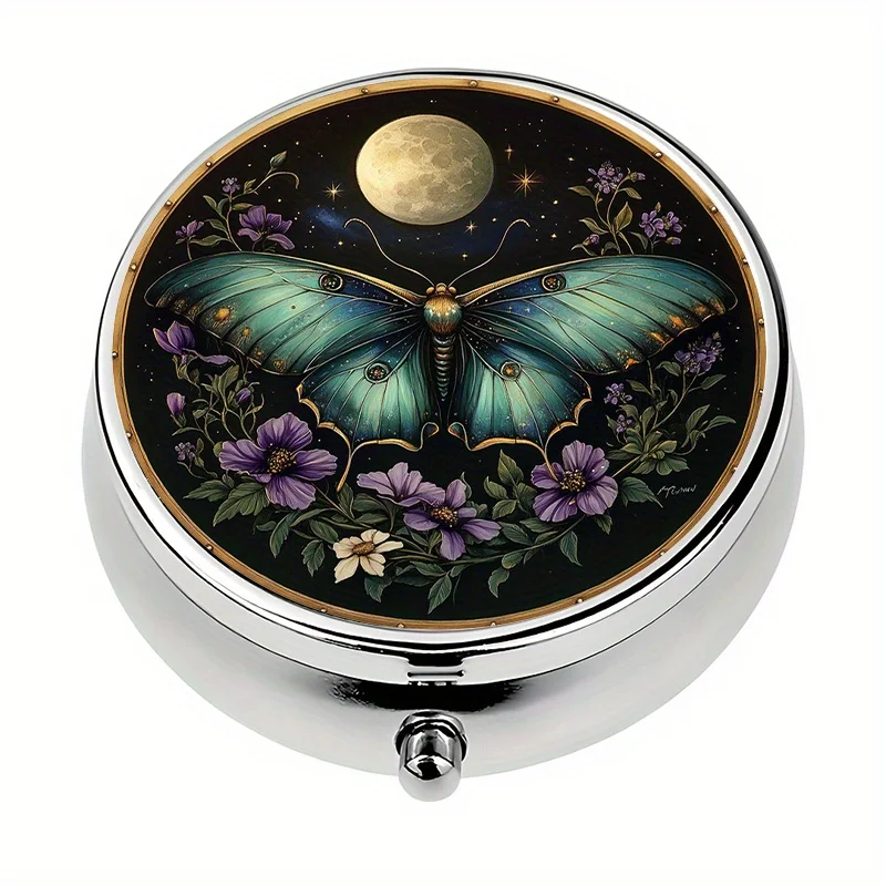 1-piece pill box, 3-compartment sky butterfly-themed mini pill box, medication storage box, unique gift for travel