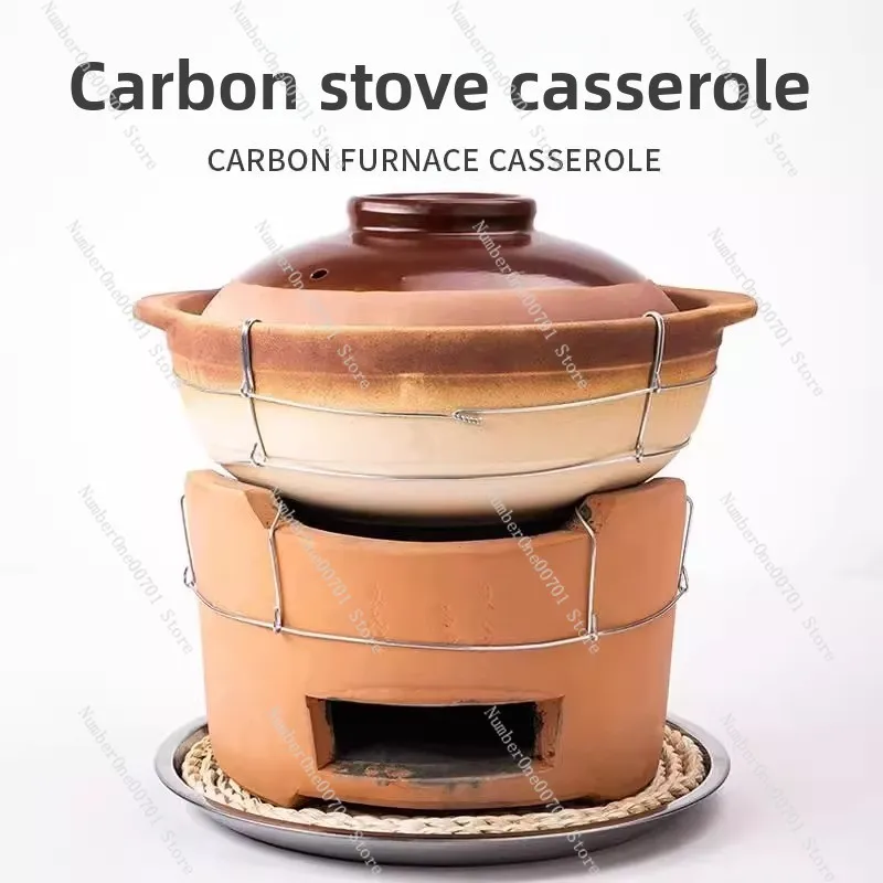 Olla caliente de carbono para barbacoa, estufa de carbono pequeña de barro rojo, borde de cazuela de arcilla estilo Hong Kong para el hogar comercial