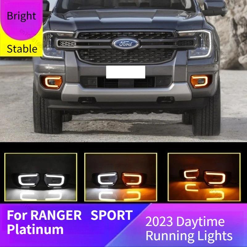 Luces LED DRL de circulación diurna para Ford Ranger XLT SPORT Platinum 2023, piezas modificadas de alta calidad, fáciles de instalar y a la moda