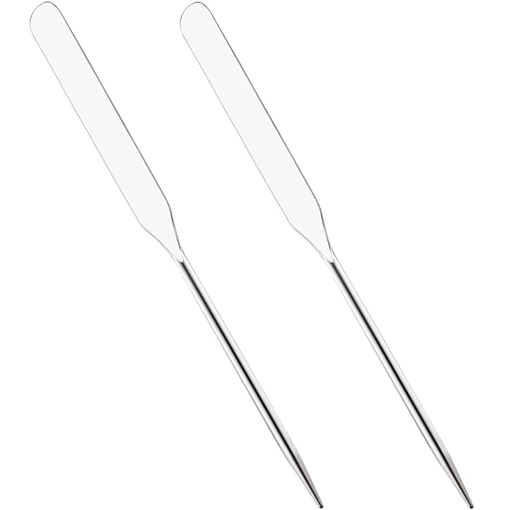 

2pcs Makeup Mixing Spatula Long Handle Stainless Steel Mixer Tool Foundation Blush Eye Shadow Lip Nail Polish Durable