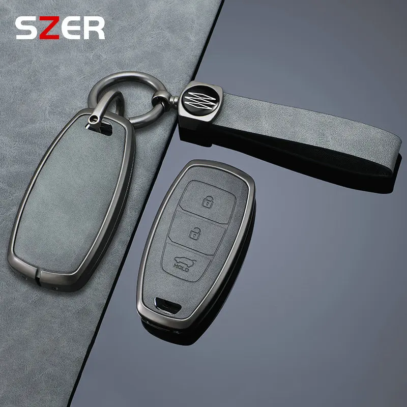 For Hyundai i30 Ix35 KONA Encino Solaris Azera Grandeur Ig Accent Santa Fe Palisade Alloy Leather Car Key Fob Case Key Fob Cover