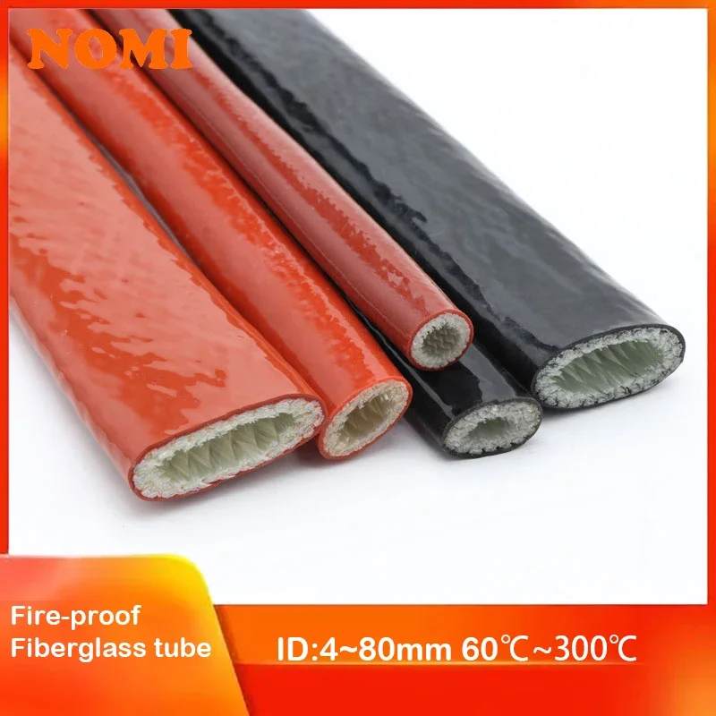 

High Temperature Resistant Fiberglass Tube Silicone Resin Coated Glass Fiber Braided Fireproof Sleeve Fire Retardant Casing Pipe