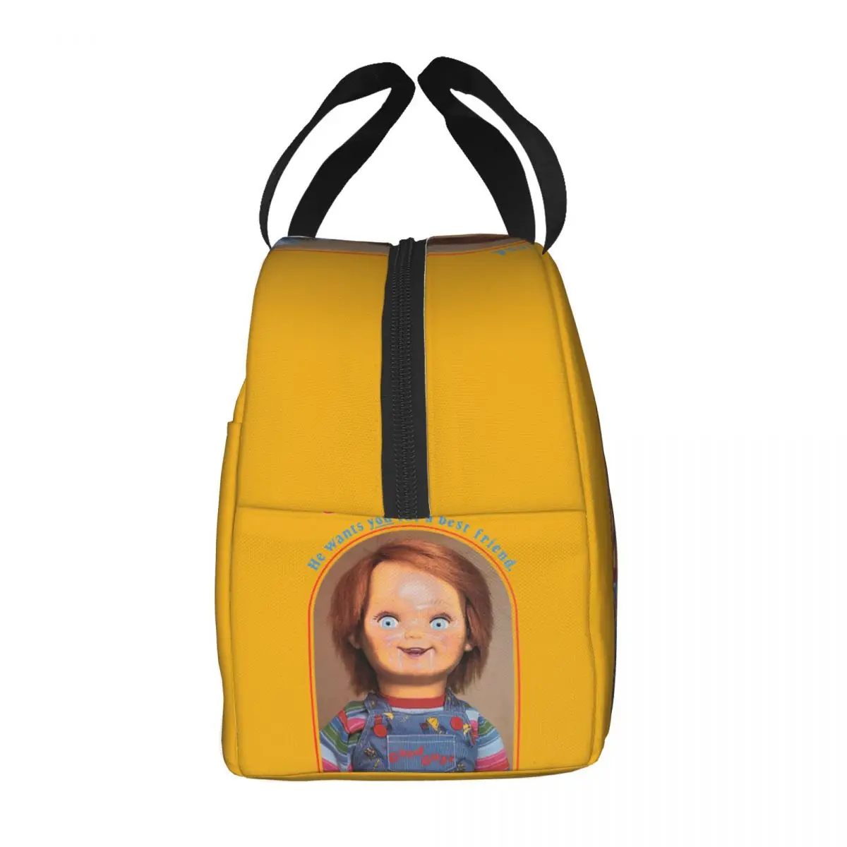 He Wants You For A Best Friend Chucky Lunch Bags Horror Portable Insulated Cooler Child\'s Play Thermal Picnic Work Lunch Box