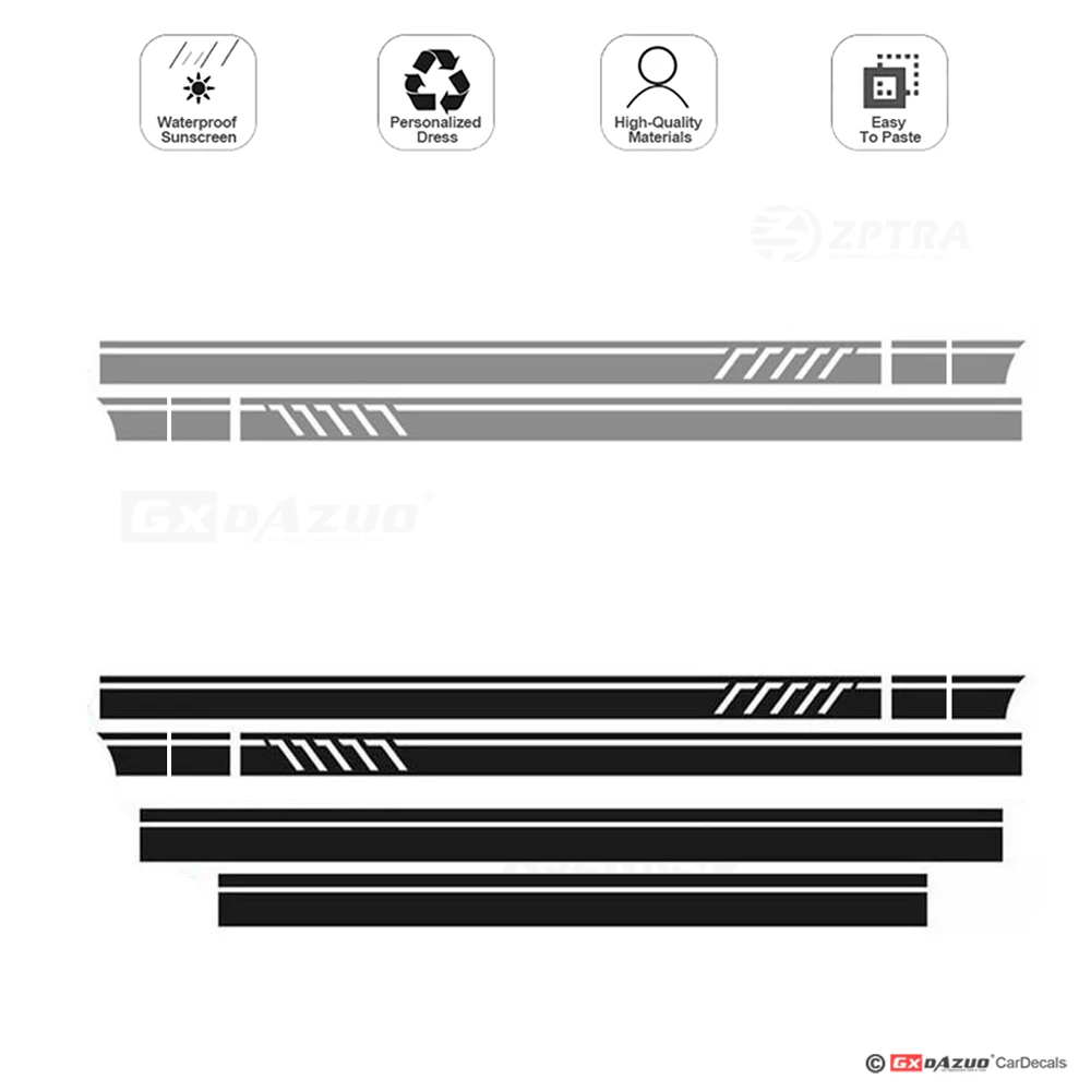 Car Stickers Car Side Stripes Skirt Decals Sticker Matte Black For Benz A Class W176 A180 A200 A250 A45 AMG 1 set