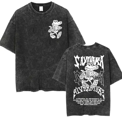 Imagen 1 del producto Camisetas divertidas Vintage lavadas Alvaro Diaz Sayonara, camiseta de manga corta del álbum de la gira de 2025, ropa de Hip Hop con cuello redondo para hombres y mujeres