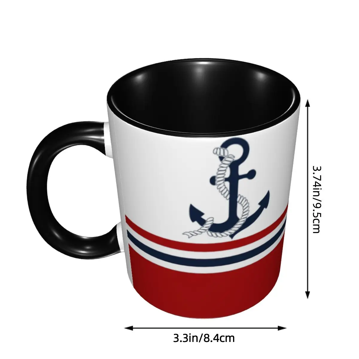 Personalized Nautical Blue Anchors With Stripes Mugs DIY Sailing Sailor Ceramic Tea Milk Coffee Cup