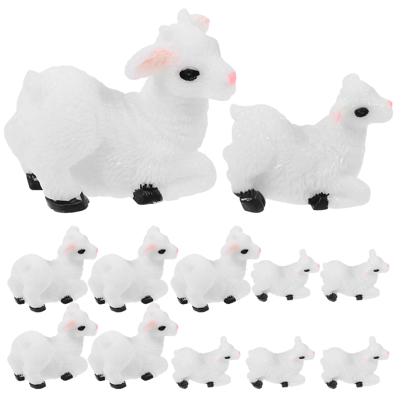 

12Pcs Mini Sheep Figurines Resin Adorable Animal Miniature Garden Office Decor Handmade Sheep Craft Goat Figurine