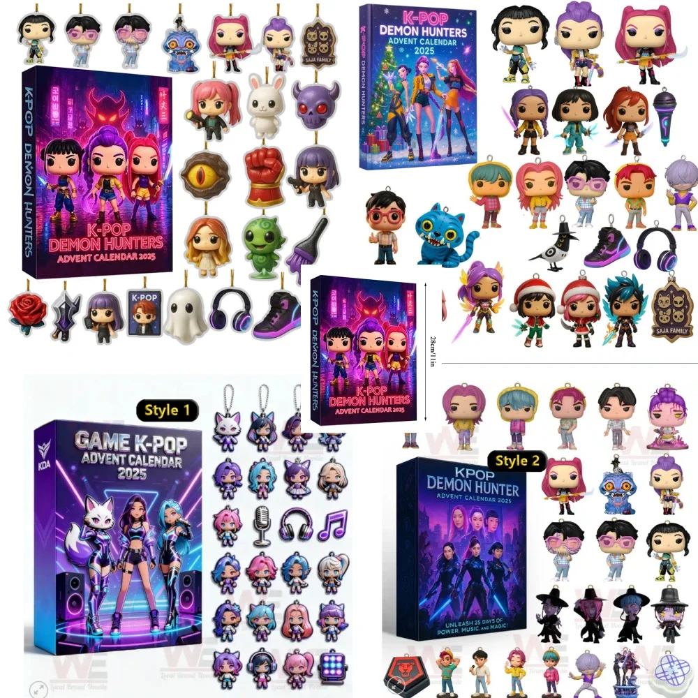 Новый Kpop Demon Hunters Адвент-календарь K Pop Demon Hunters Rumi Mira Zoey Tiger Рождественский обратный отсчет Адвент-календарь Подарок 24 дня