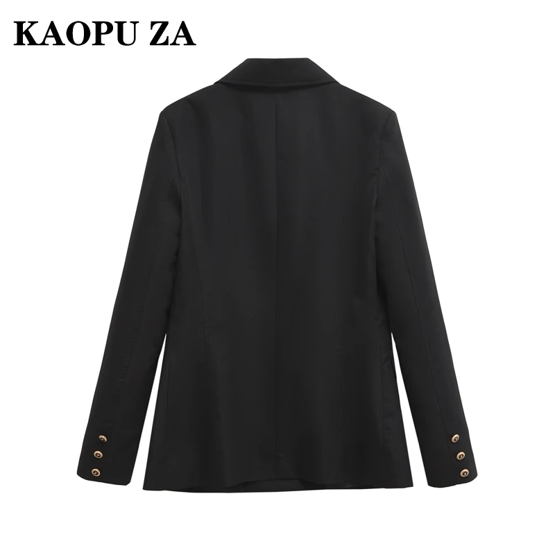 Kaopu za 2024 Frau neue Herbst schicke Anzug Mantel Dame dicken Blazer Langarm schwarz Zweireiher Revers Mode Jacke Top