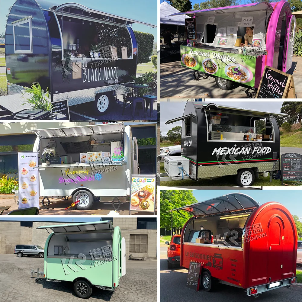 맞춤형 크기 푸드 트럭, 길거리 이동식 카트, 피자, 커피, 햄버거, 야외 음식 트레일러 키오스크 판매
