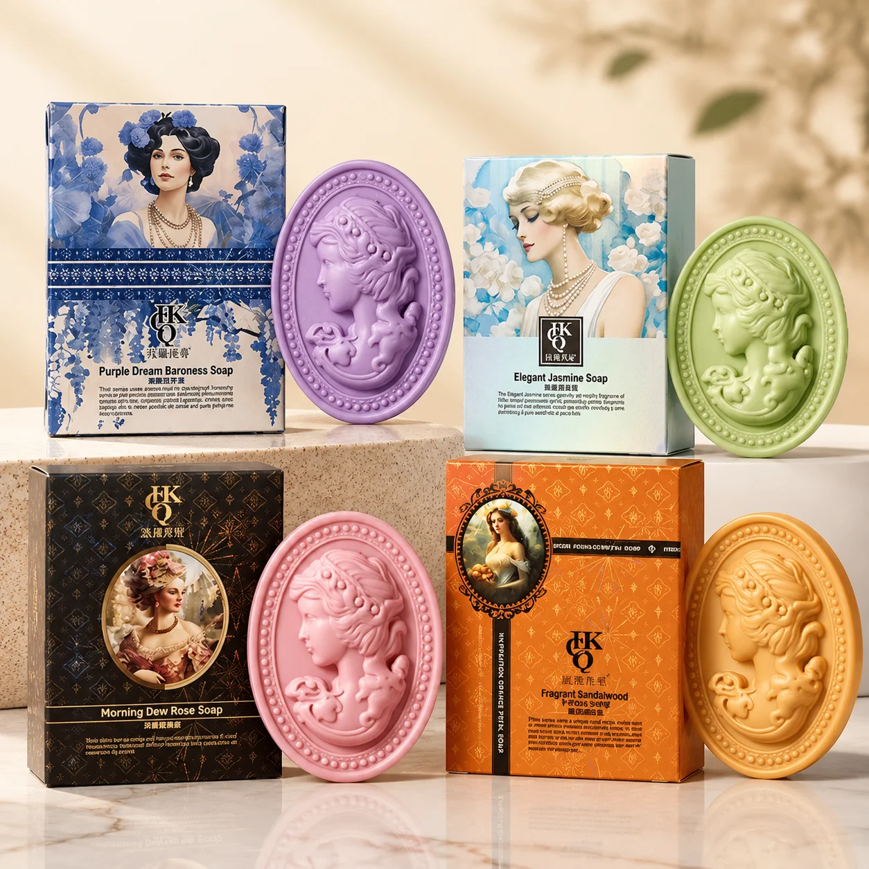 Retro Cameo Face Soap Moisturizing Body Wash Jasmine Rose Fragrance Bar Soap Handmade Skincare Bath Soap Gift for Women Friends