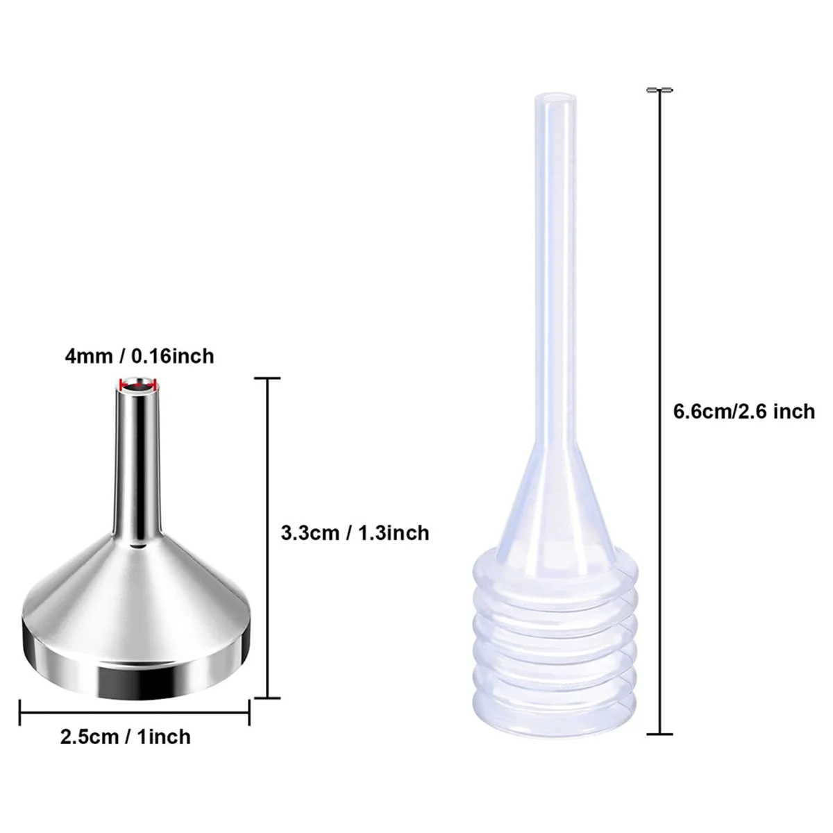 10 Pack Small Metal Funnels with 2 Pack Mini Pipette for Filling Small Mini Bottles or Containers, Perfume, Silver&Gold