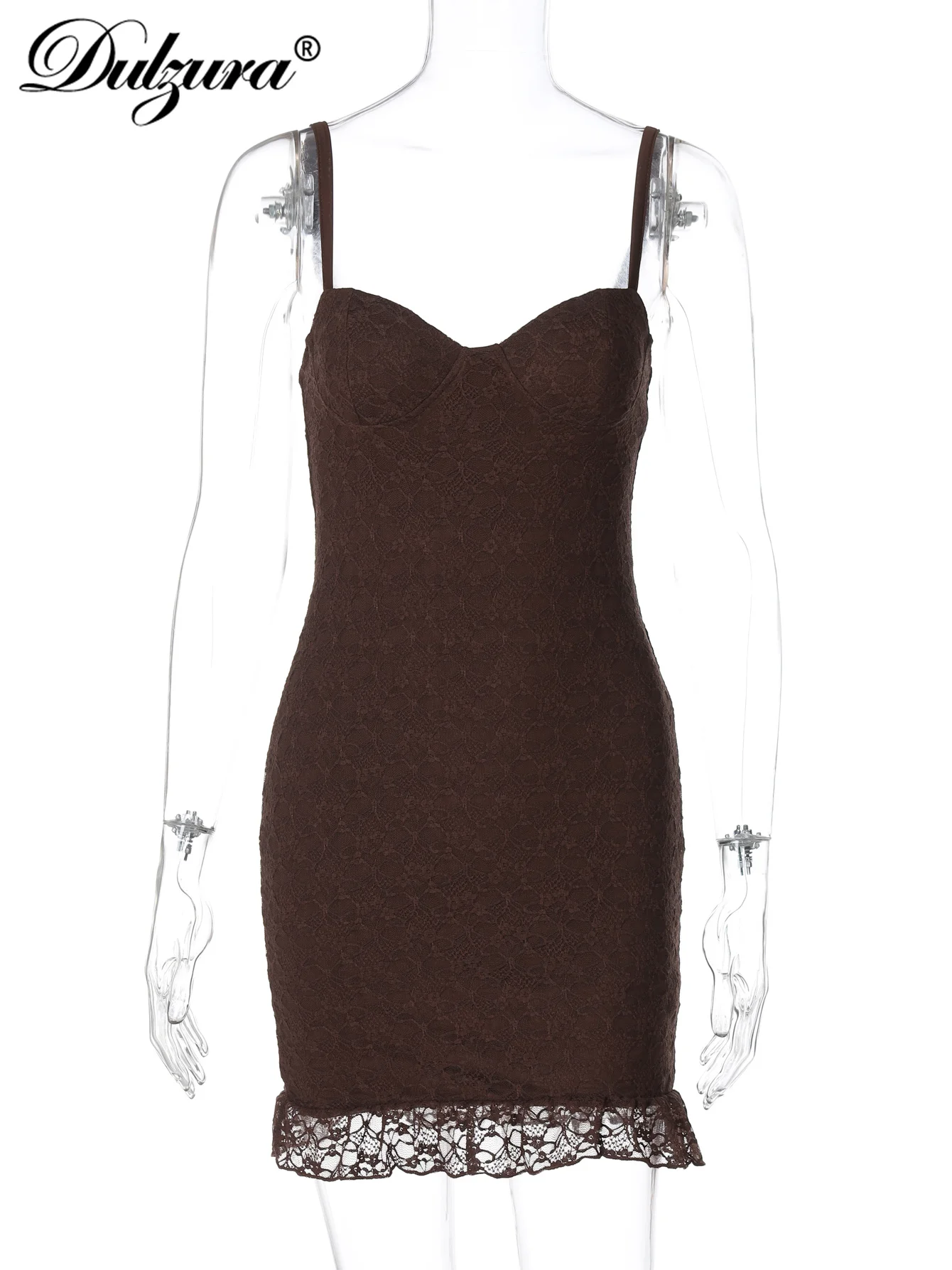 فستان نسائي قصير من Dulzura بدون أكمام وظهر نحيف من الدانتيل فستان ماكسي أنيق ومثير للحفلات والنوادي والشارع ملابس صيفية