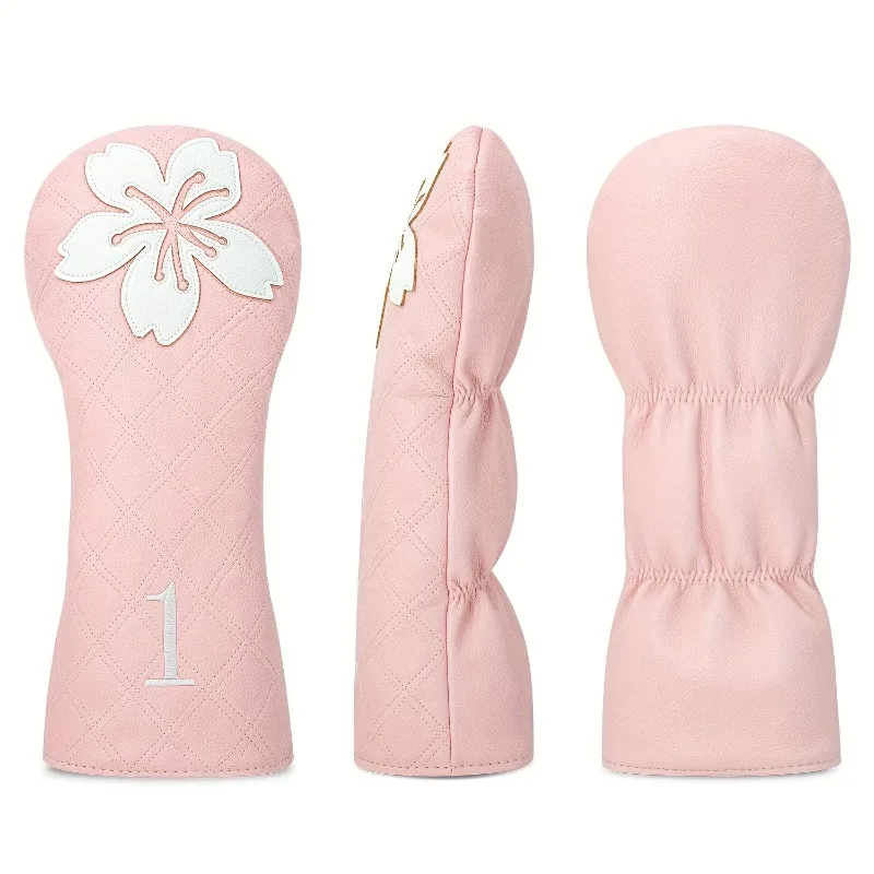 غطاء رأس نادي الجولف الوردي، تصميم زهر الكرز - مادة البولي يوريثان المقاومة للخدش، غطاء رأس نادي الجولف، غطاء رأس