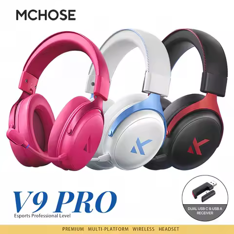 MCHOSE V9 Pro 7.1 E-sports Gaming Headphones Three Mode 2.4G BT Wireless Headset With Microphone For PC PS5 PS4 Switch