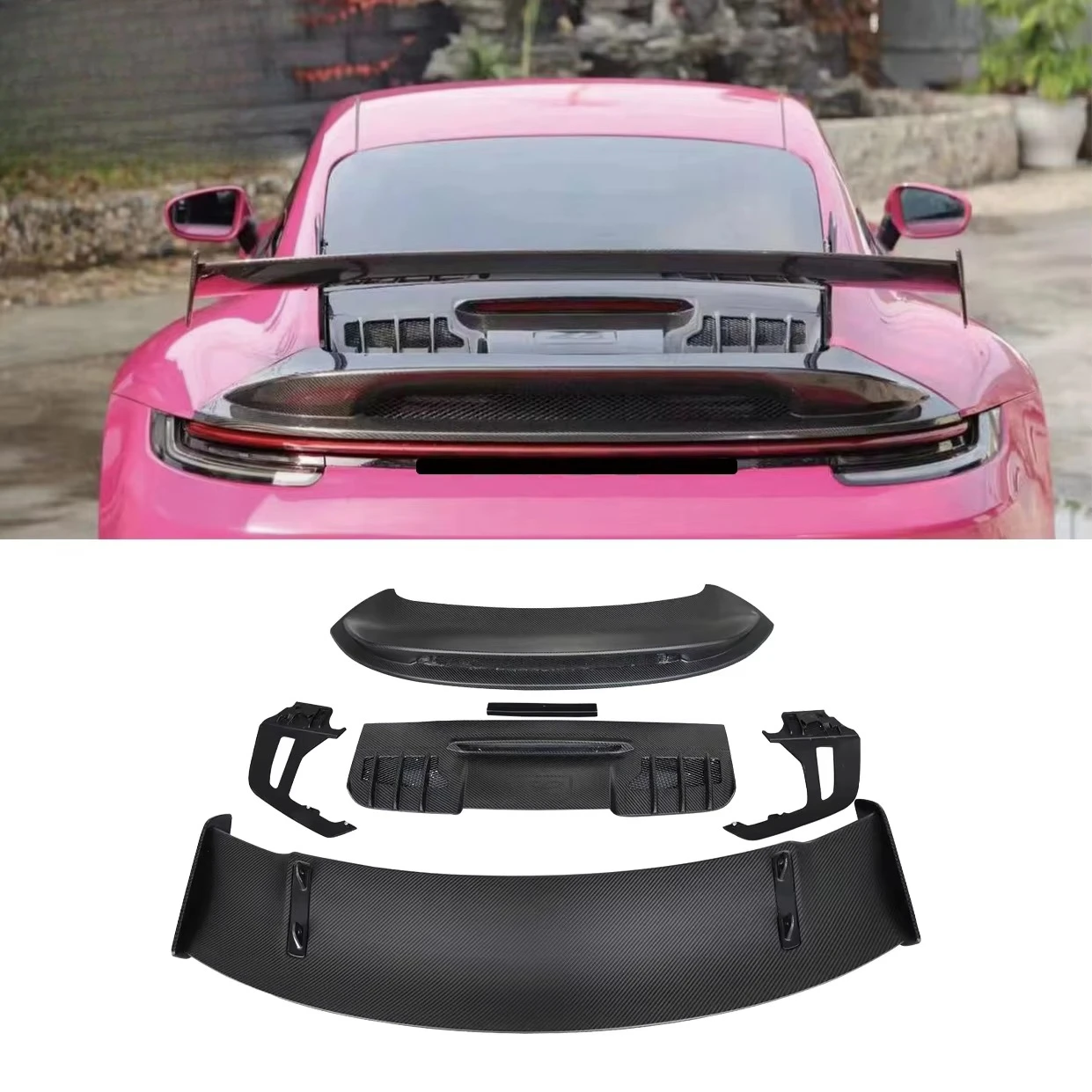 Half Carbon Fiber Rear Spoiler for Porsche 911 992 2019+ Rear Trunk Spoiler Wing Car Exterior Accessories