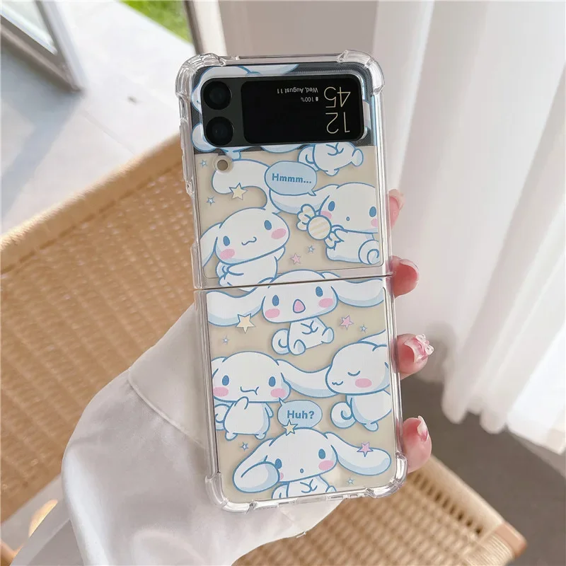 เคสซิลิโคนลายการ์ตูน Hello Kitty สำหรับ Samsung Z Flip5 4ฝาหลังกันกระแทกเหมาะสำหรับ Samsung Galaxy Z เคสนิ่มแบบใส3