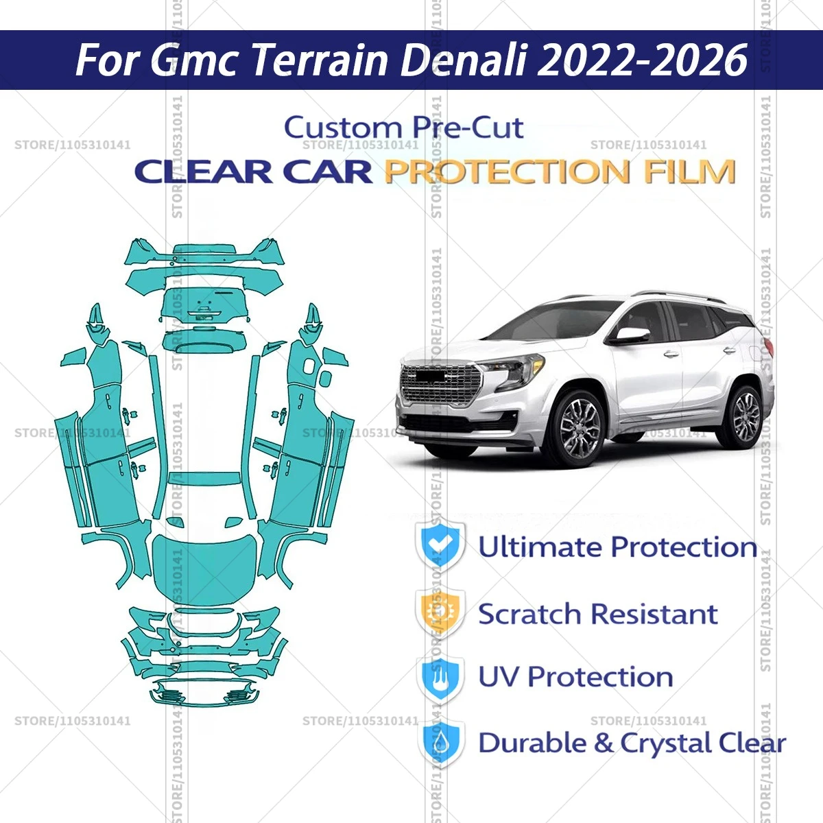 

For Gmc-Terrain-Denali-2022-2026 Pre-Cut Paint Protection Film PPF Transparent Car Film Professional Automotive PPF Full Vehicle