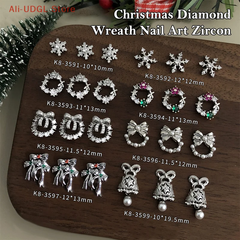 1 قطعة عيد الميلاد مسمار الزركون سحر ندفة الثلج إكليل الزهور ، القوس جرس شجرة مسمار جوهرة زخرفة السنة الجديدة مسمار الفن اكسسوارات #3