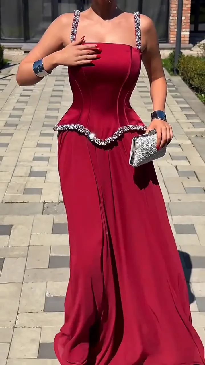 얇은 어깨끈이 달린 파티 드레스, 맞춤 제작, 라인스톤 - Evening Gown 리뷰 및 가격