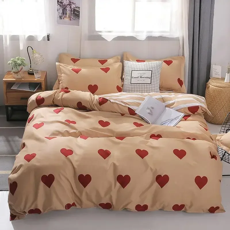 30 Nordic Heart Duvet Cover 220x240 Pink Quilt Cover Bedding Set Bed Sheet King Size Single Double Queen 4pcs Bed Linens