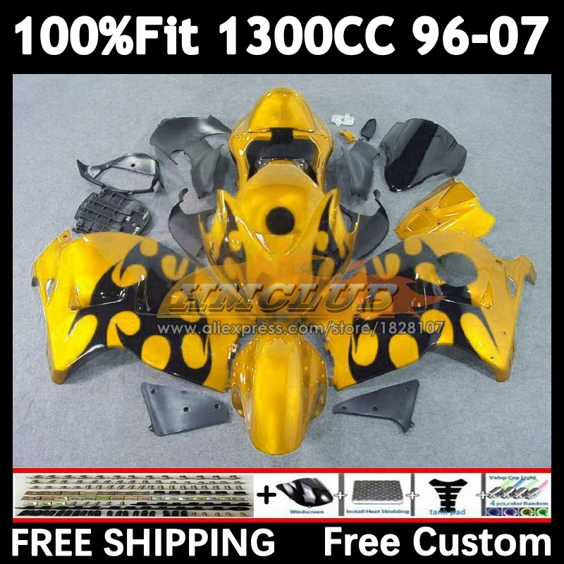 Body For SUZUKI GSXR 1300 gold flames GSXR1300 Hayabusa 96 97 98 99 00 01 36No.267 GSXR-1300 02 03 04 05 06 07 1996 2007 Fairing