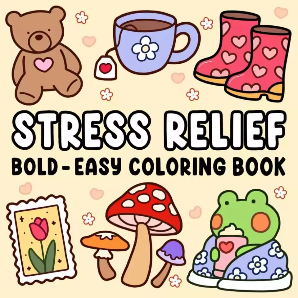 

Cozy Coloring Books for Adults Teens Stress Relief Creative Fun Activity Bold Easy Christmas New Year Gift