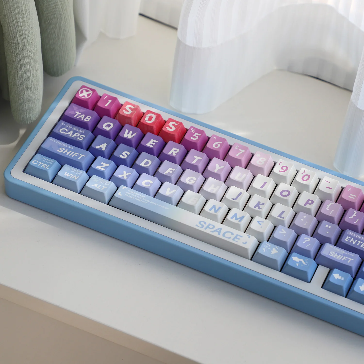 Keycap gradual change color wootting mechanical keyboard cap dopamine PBT five-sided sublimation original height