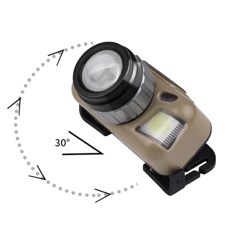 Farol de indução recarregável USB, 5 modos, XPE COB, lâmpada de zoom ajustável, lanterna, trabalho, camping, caminhadas, farol de pesca