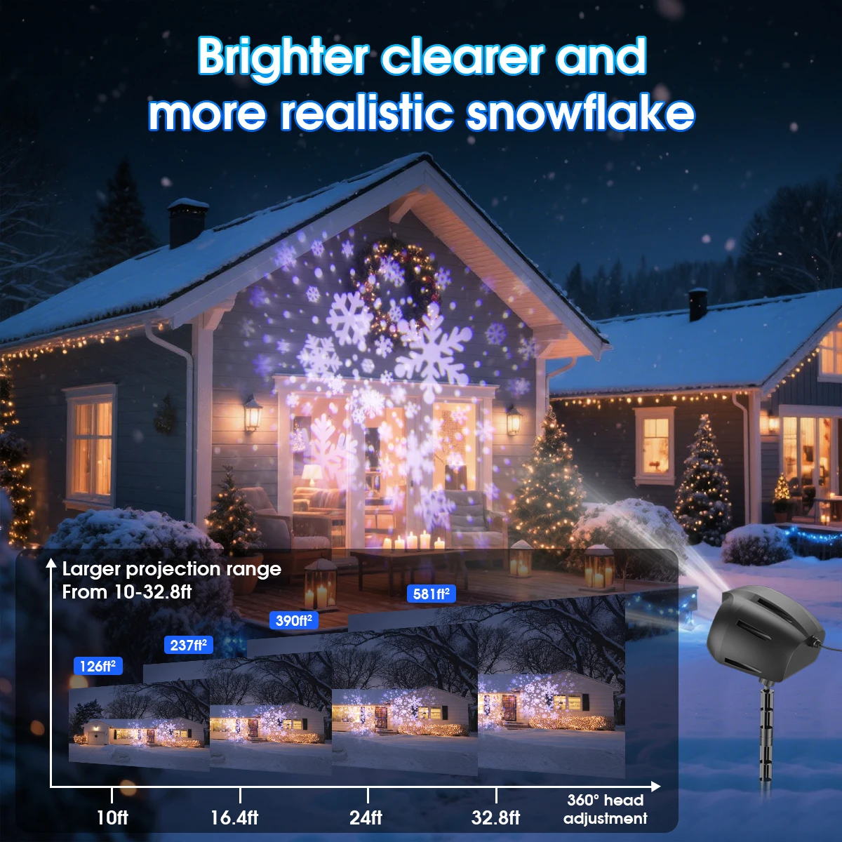 2025 new  Double-head Christmas Snowflake Projector Lights ,Owl Shaped HD Dynamic Snowflake Projector Light for Indoor Patio