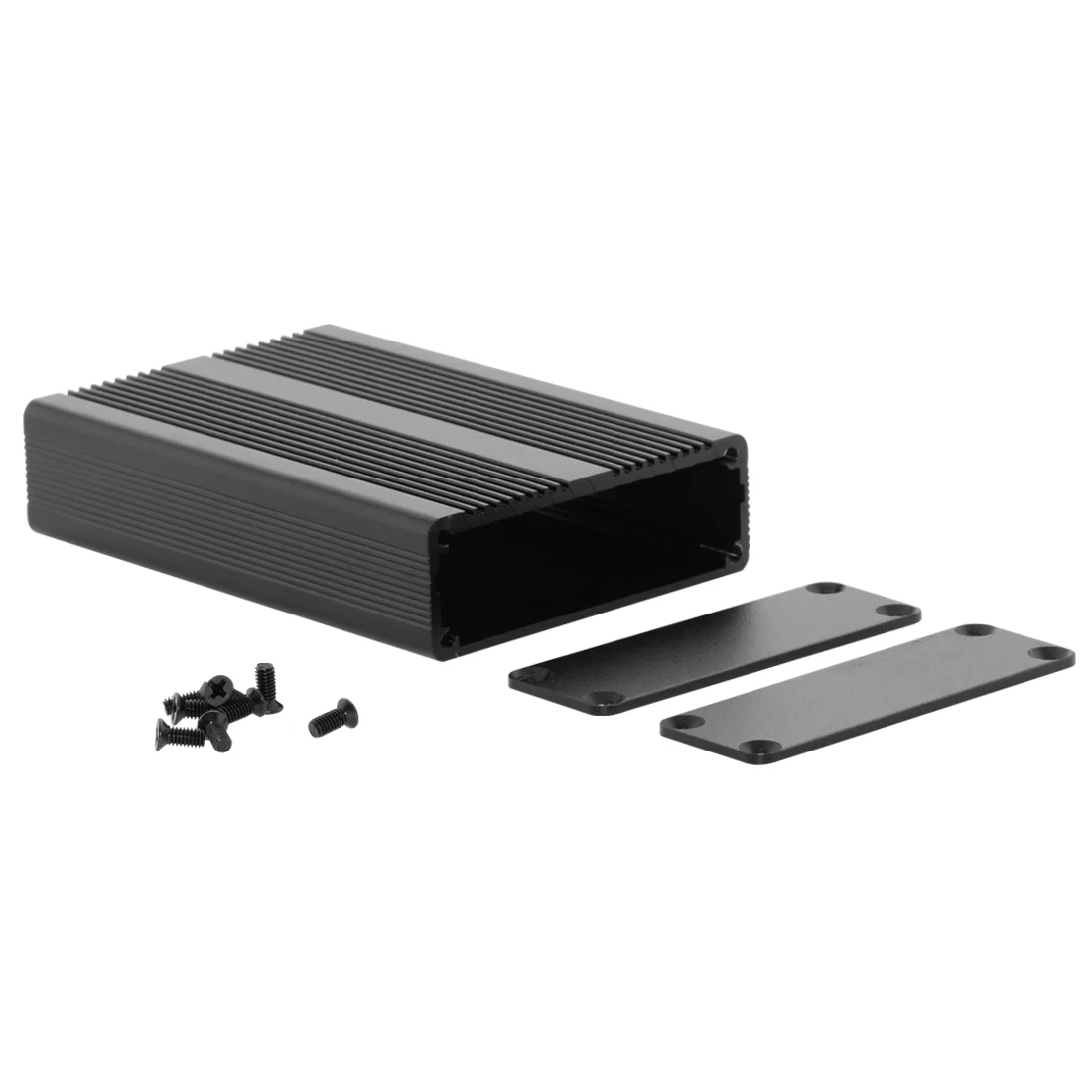 Kotak Proyek Listrik Penutup Aluminium Tipe Terintegrasi Cangkang PCB Hitam 55x19x80mm Kotak Distribusi Amplifier DIY