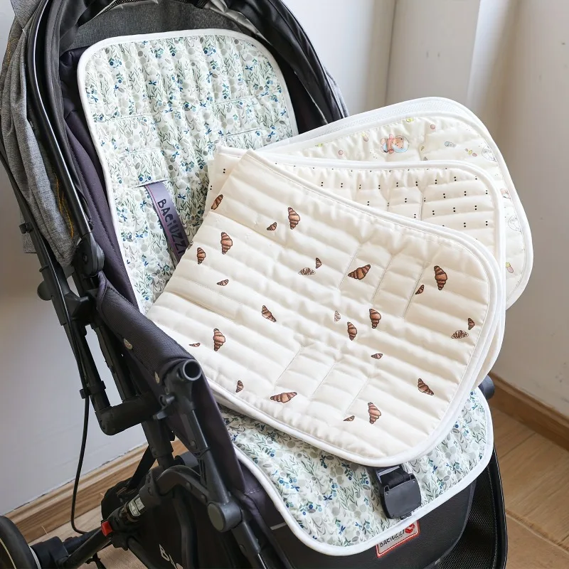 Подушка для детского автокресла, новые тонкие хлопковые подушечки с принтом для колясок, стульчики для кормления, дышащая, машинная стирка, удобная коляска