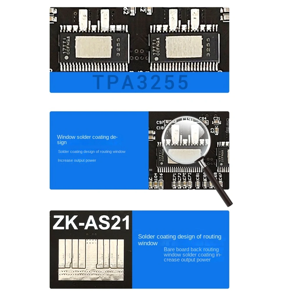 ZK-AS21 Digital Bluetooth Audio Amplifier Board Subwoofer 220Wx2+350W 2.1Channel TPA3255 Audio Power Amplifier Module