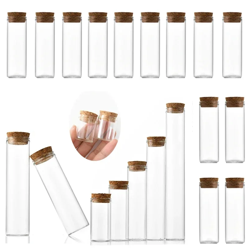 

30PCS10ml-100ml Corks Straight Mouth Glass Bottles Mini Wishing Candy Vials Clear Storage Container For DIY Wedding Decoration