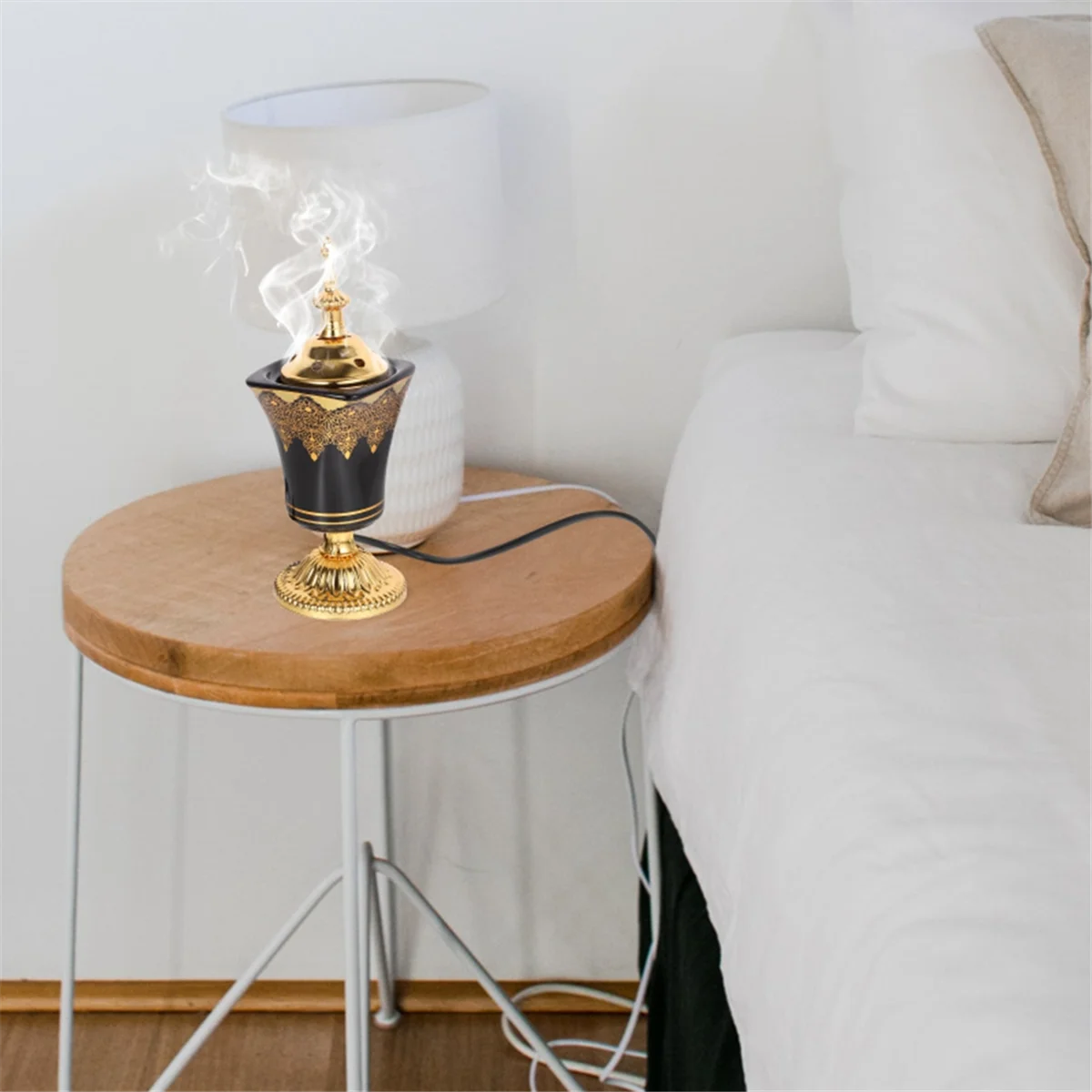 A44TElectric Incense Burner Frankincense Incense Holder Vintage Arabic Censer Burner Home Office Yoga Spa Ornament EU Plug