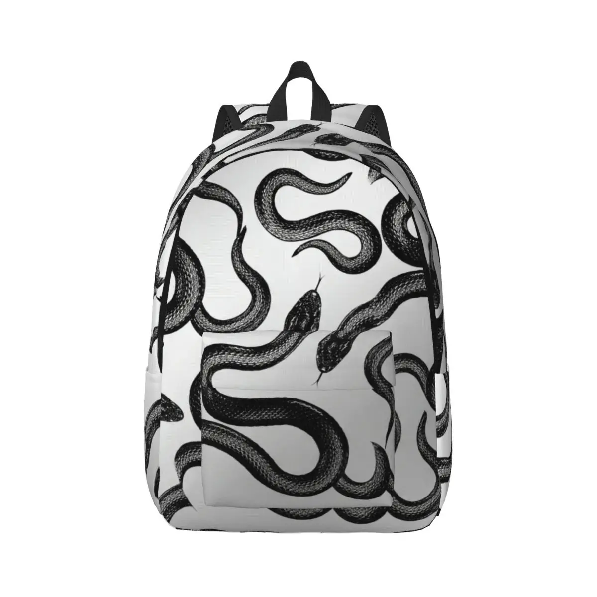 Gothic School Backpack Allover Snake Metallic Aesthetic Metallic Silver Black Edgy Daypack for School Work Weekend Outfit Travel