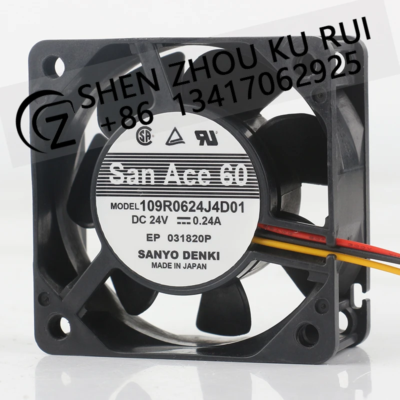 Sanyo Frequency converter 24V 0.24A 6025 60X60X25MM 6CM Mounting machine Main box Industrial computer 109R0624J4D01 Cooling fan