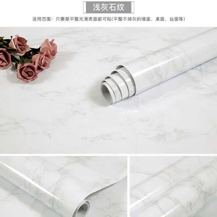 Kitchen DIY Self-Adhesive Waterproof Oil-proof PVC Wall Stickers Cabinets Countertop Wallpaper Bathroom Desktop Renovation Films