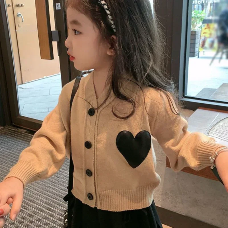 

2023 Spring Autumn Girls Jumpers Love Khaki Toddler Boys Tops Sweater Cardigan Children's Sweater Children Clothing Baby-clothes