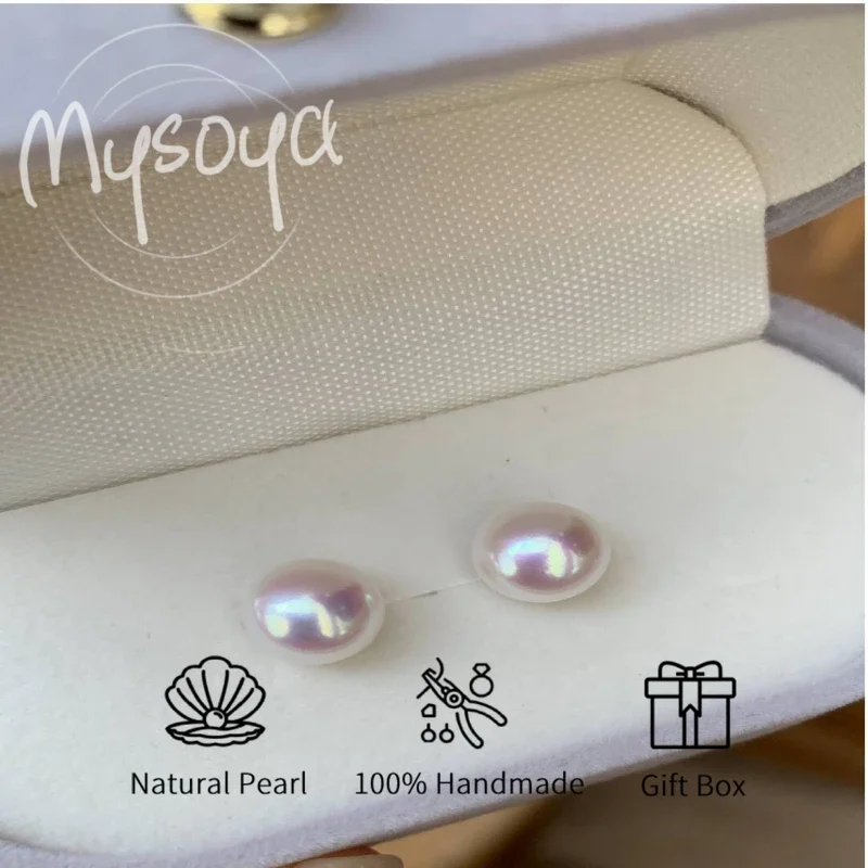 

Серьги MYSOYA с белым пресноводным жемчугом 6-7 мм/7-8 мм/8-9 мм с подарочной коробкой для нее/му, дня рождения/свадьбы/Рождества/новогоднего подарка