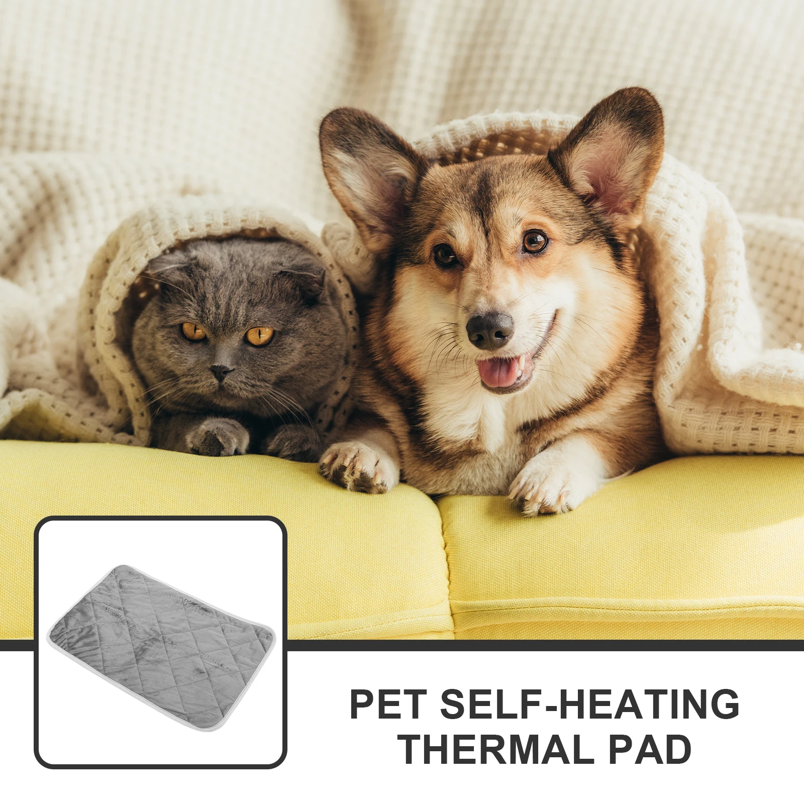 

Cat Mat Indoor and Outdoor Pet Heating Pad Warming Self Grey Cotton Self-warming