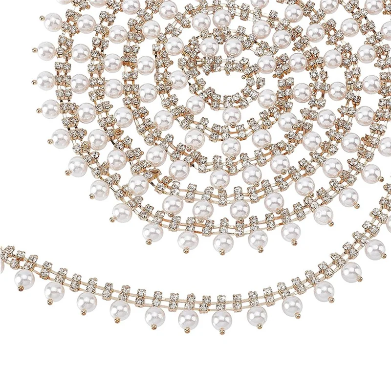 

ABBY-11 ярдовая золотая цепочка со стразами и кисточками, пришитая окантовкой, жемчужная цепочка с аппликацией из бисера для домашнего декора