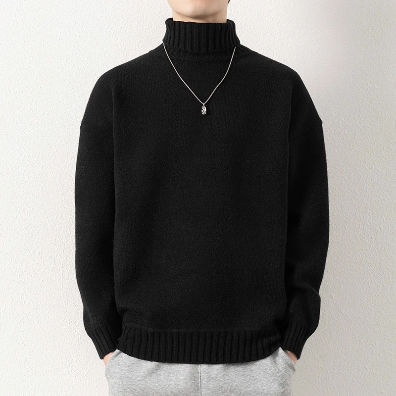 

Mens Winter Fleece-Lined Sweaters Mens High Neck Sweater Men Solid Color Pullover Man Knitted Warm Casual Turtleneck Sweatwear