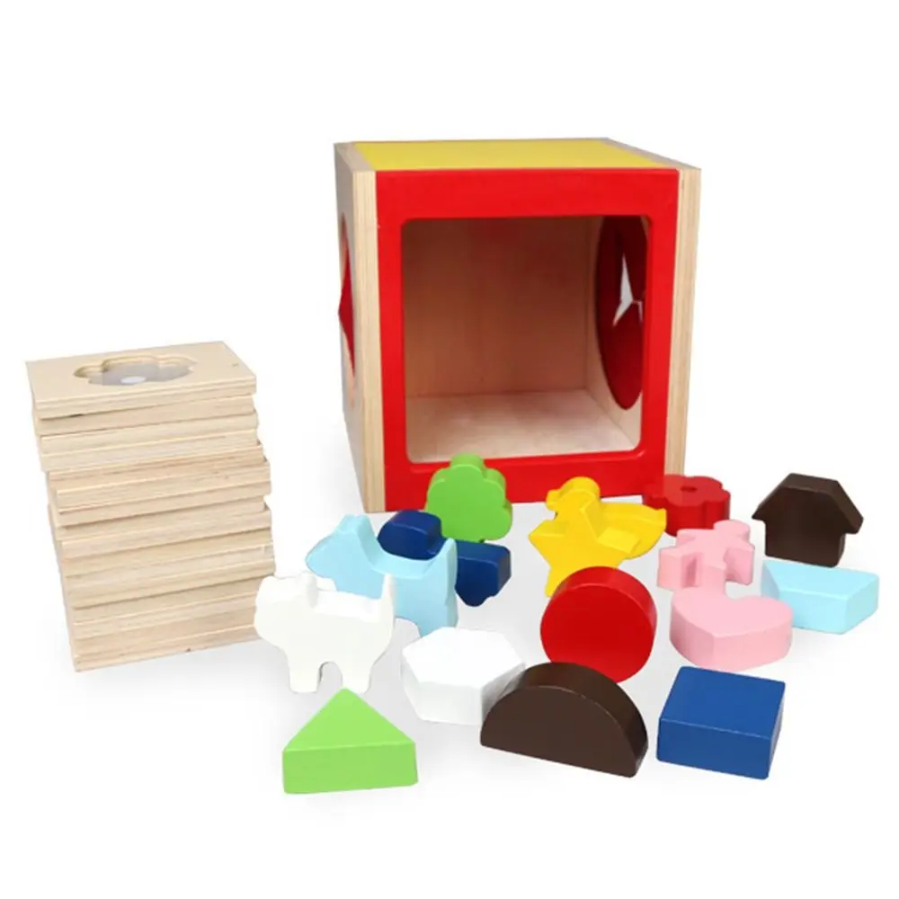 Educational Touch Thinking Shape Box Fun Wooden Geometric Shape Puzzle Pieces Interactive Toys Montessori