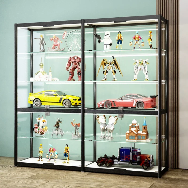 Figure Display Cabinet Toy Model Transparent Glass Showcase Helmet Gift Cabinet Gundam Lego Home Storage Cabinet