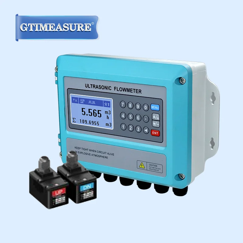 External Clamp on Wall Mounted Ultrasonic Flow Meter Liquid Water Pipeline Portable Flow Sensor Heat Meter